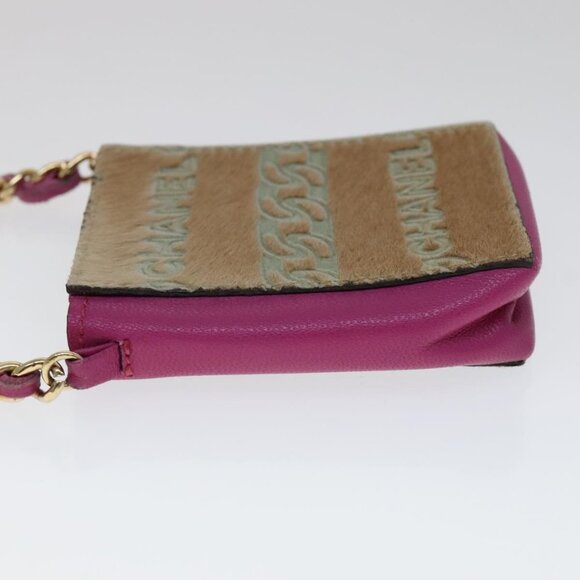 CHANEL Chain Shoulder Cigarette Case Leather Pink CC Auth - Picture 9 of 14
